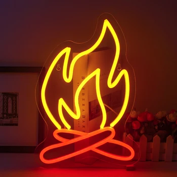 Огненная неоновая вывеска для декора стен USB-светящиеся вывески для спальни, пивного бара, неоновая вывеска 