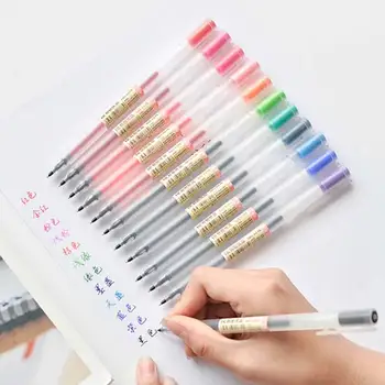 12 Цветов/набор Многоцветных Чернильных Ручек Kawaii 0,5 мм для Рисования Школьников, Цветных Письменных Принадлежностей, Милых Японских Канцелярских Принадлежностей