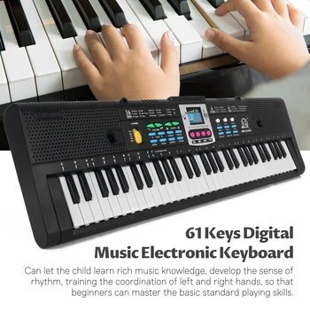 Электрическое пианино с 61 клавишей, Цифровая электронная клавиатура, детское Многофункциональное электрическое пианино для начинающих с функцией микрофона