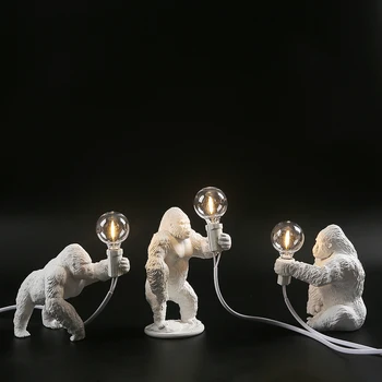 Настольная лампа с животными Кинг-Конг Горилла Украшение из смолы Для помещений Маленькая Ночная лампа Творческие Поделки Настольная лампа с гориллой