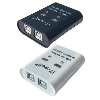 CPDD USB-концентратор с ручным переключением, устройство для обмена принтерами, Концентратор для передачи данных 2 в 1, конвертер, Черный/белый