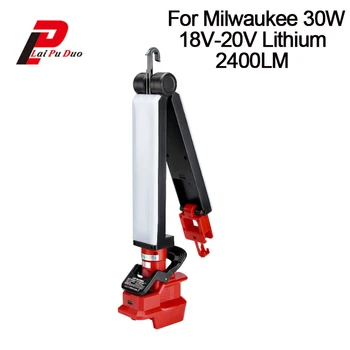2400LM Светодиодный Рабочий Светильник Clip on Light для Milwaukee m18 Литиевая Батарея 30 Вт m18 Прожектор Наружное Освещение с USB-портом