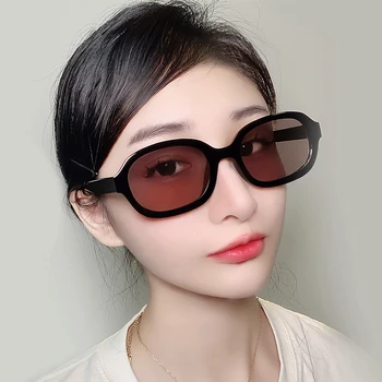 Новые корейские солнцезащитные очки с овальной поляризацией, женские Брендовые дизайнерские роскошные ацетатные маленькие солнцезащитные очки, Мужские очки черных оттенков UV400
