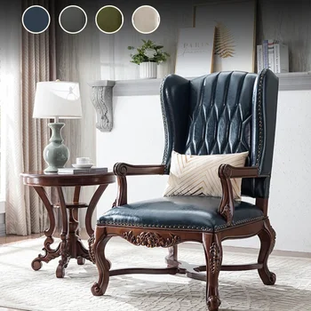 Изготовленный на заказ Американский Одноместный диван из массива дерева, кресло для гостиной Tiger Chair, Легкое Роскошное Кожаное Художественное кресло для отдыха, Книжное кресло