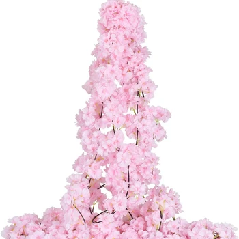 1,8 М 135 Головок Искусственная Вишневая лоза из ротанга Подвесная Лоза из вишневых цветов Гирлянда из цветов вишни для декора дома, сада, свадебной вечеринки