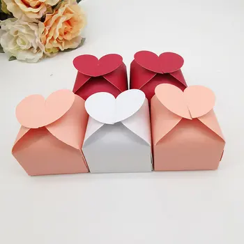 50шт Бумажные коробки для конфет с сердечками, упаковочный пакет 