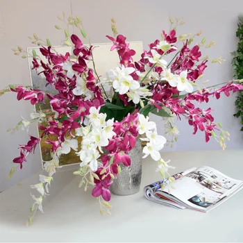 Искусственные цветы Орхидеи Ветка Шелкового цветка Бабочка Орхидея для домашнего декора Свадебного обеденного стола Искусственные цветы Украшения дома