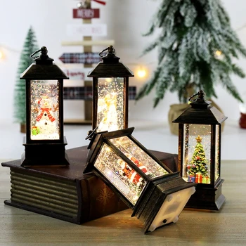 Рождественский фонарь Санта Снеговик Украшение для дома Столешница Маленький ночник Праздничные украшения Подсвечник