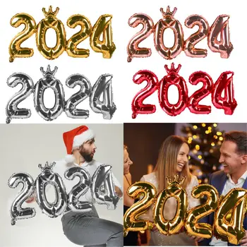 Новогодние шары из фольги с номером 2024, Розовое Золото, Серебряный шар для дома, С Новым Годом, Рождественский фестиваль, Украшения для вечеринок Navidad