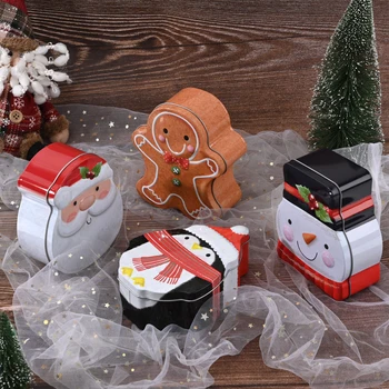 Быстрая доставка мультяшный пряничный человечек жестяная коробка для конфет Рождественские украшения Подарочная коробка Санта-Клауса Рождественская подарочная упаковка Коробка