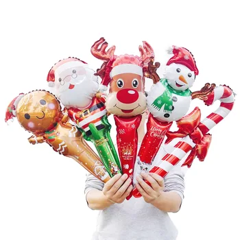 5шт Рождественские воздушные шары из фольги Санта Клаус Лось Олень Пряничный Человечек Леденец Алюминиевые воздушные шары для декора Рождественской вечеринки Воздушный шар