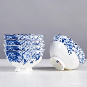 Сине-белая фарфоровая миска для рисового супа Керамическая миска в китайском стиле Миска для смешивания