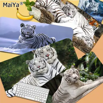 Белый коврик для мыши в виде животного тигра Красивый прочный резиновый коврик для мыши Размер коврика для настольного ПК игрока в CSGO компьютера ноутбука