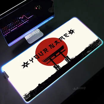 Японский Игровой Коврик для Мыши Samurai RGB Большой Коврик Для Мыши Игровой Коврик Для Мыши Светящиеся Настольные Коврики Со Светодиодной Подсветкой Deskmat Big Keyboard Mats