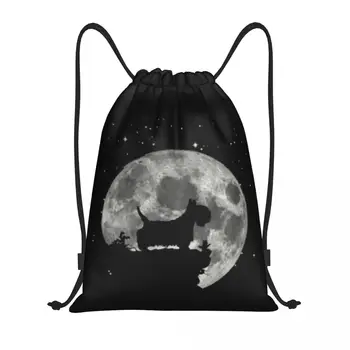 Шотландский рюкзак Westie Dog Moon на шнурке, спортивный рюкзак для спортзала, Переносная сумка для дрессировки щенков Вест-Хайленд-Уайт-терьера, сумка для щенков