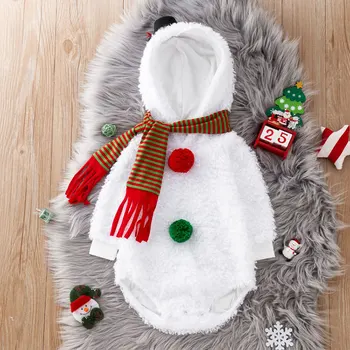 Рождественский наряд Umorden Baby, костюм снеговика, комбинезон, боди, толстовка с капюшоном, флис, зима, 6-12 м, 12-24 м, длинный рукав