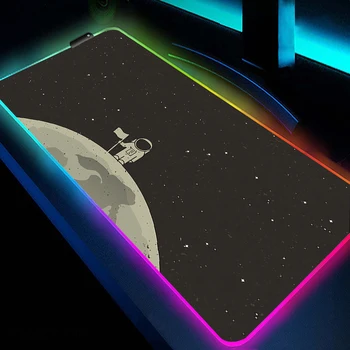 Игровой Коврик Space Planetoid С Подсветкой RGB, Большой Нескользящий Коврик Для Мыши, Геймерский Фиксирующий Край, Коврик Для Мыши, Светодиодные Игровые Аксессуары XL