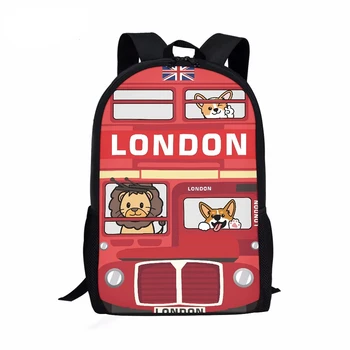 Индивидуальный дропшиппинг Мультяшный школьный автобус в Лондон Дизайнерские детские школьные сумки Удобные рюкзаки для мальчиков большой вместимости
