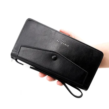 Женский длинный карман на масляном ремне в стиле ретро, портативный деловой кошелек на молнии большой емкости
