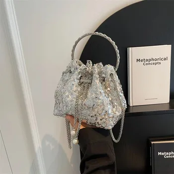 Трендовый нишевый дизайн, сумочка с металлическим кольцом, модная универсальная сумка через плечо на цепочке, мини-вечерняя сумочка