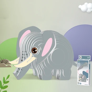 Животные, 3D Бумажный пазл для детей, развивающие игрушки Монтессори, Забавная трехмерная модель игрушки ручной сборки 