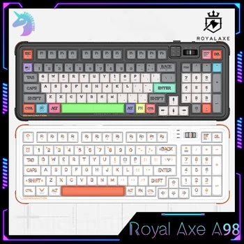 Механическая клавиатура Royal Axe A98, беспроводные клавиатуры Bluetooth, геймерская клавиатура, 3 режима настройки на 98 клавиш, игровая клавиатура с горячей заменой