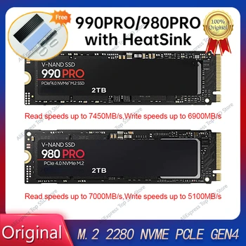 Оригинальный SSD 990 980 PRO 1 ТБ 2 ТБ 4 ТБ 8 ТБ NVMe PCIe 4.0 Gaming M.2 Внутренний Твердотельный Жесткий Диск Карта Памяти Терморегулирование