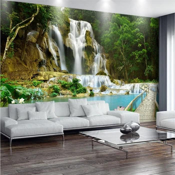 wellyu papel de parede Пользовательские обои Пейзаж водопад 3D пейзажный фон настенные фрески фотообои behang
