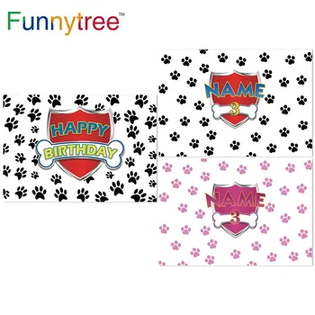 Funnytree Пользовательские Фоновые обои Собака Розовая 1-я Девочка Детский День Рождения, Фоновая фотография для вечеринки, Декор для Фотофона