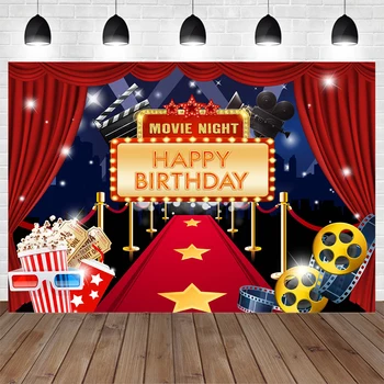 Декоративный фон для вечеринки по случаю дня рождения в кино, Красный Голливудский ковер, занавес, Блестящий Светлый фон, Студийная фотография новорожденного взрослого