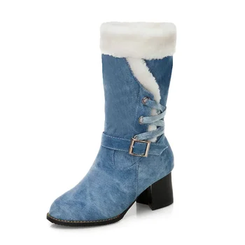 Модные женские зимние ботинки из австралийского классического высококачественного денима, теплые женские зимние ботинки Botas Mujer, большие размеры 34-48, прямая доставка
