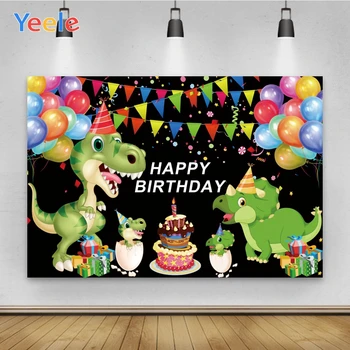 Yeele Happy Birthday Новорожденный Динозавр Воздушный Шар Фон Фотофон Фотография Детская Фотостудия для Декора Индивидуальный Размер