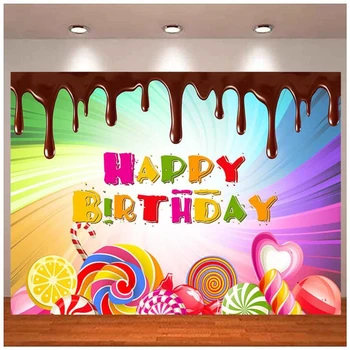Фоновые рисунки, шоколадные конфеты, моноблок, детский день рождения, Радужный Сладкий пончик, фон для фотостудии, баннер