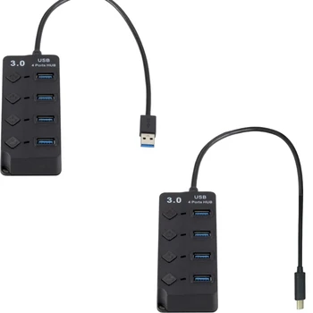 Концентратор USB/ Type C с 4 портами (3 USB2.0 +1 USB3.0) USB-разветвитель для рабочих поездок