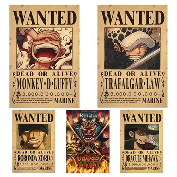 Новое Аниме One Piece Luffy 3 Миллиарда Разыскиваемых Плакатов Four Emperors Детские Фигурки Винтажные Настенные Украшения Плакат Игрушки