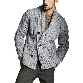 Высококачественная куртка, мужская модная повседневная куртка-ветровка, Трикотажный кардиган, Свитер на нескольких пуговицах, Вязаный свитер с длинным рукавом