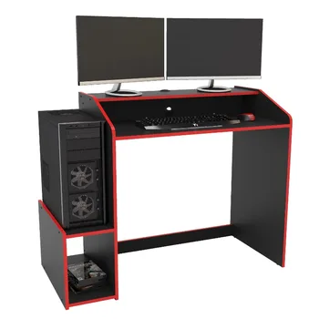 Современный 45-дюймовый Деревянный Игровой стол Legend с подставкой для монитора, черно-красная отделка