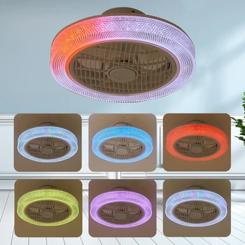 Потолочный Вентилятор со Светодиодной Подсветкой RGB Color Дистанционно Регулируемый Осветительный Прибор Современная Бытовая Техника для Декора Столовой Спальни Лампа