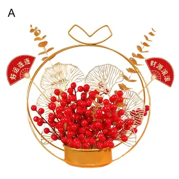 Цветные украшения, имитирующие яркие фрукты Fortune, Цветочная корзина, Символическое новогоднее украшение для обеденного стола в комнате
