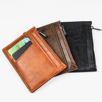 Кофейный бизнес Тонкий черный кошелек из искусственной кожи для денег, чехол для кредитной карты, сумка для монет, мужской кошелек-визитница