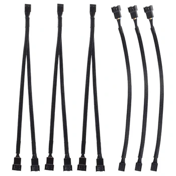 6 Штук удлинительного кабеля PWM, 4-контактный удлинительный кабель вентилятора PWM, Y-образные кабели вентилятора PWM, разветвитель вентилятора PWM