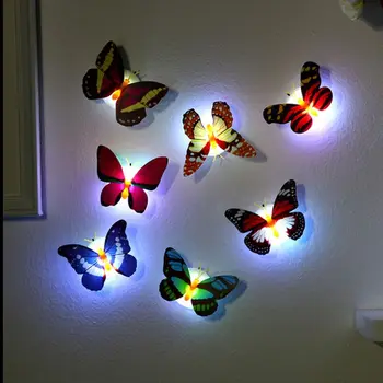 Ночные светильники с бабочками, наклеиваемые 3D наклейки на стену с бабочками, лампы для украшения дома, Освещение для наклейки на стену в гостиной