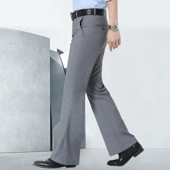 2023 Мужские Весенне-осенние Новые однотонные стрейчевые повседневные брюки, мужские модельные брюки с высокой талией, мужские деловые повседневные брюки