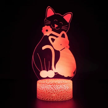 Ночной Рождественский Подарок Домашняя Кошка 3D Иллюзия Подарок На День Рождения Рядом С Настольной Лампой 7 Цветов Изменение USB Украшения Ночник Любитель Кошек