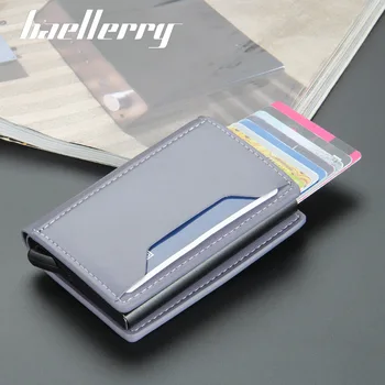 Мужская алюминиевая коробка Baellerry, антимагнитная противоугонная сумка для карт, rfid-короткая автоматическая карта-пуля, женский набор карт, сумка-кошелек