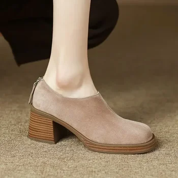 Новая модная женская весенне-осенняя обувь, женская обувь с толстой подошвой, роскошные туфли Lefse, туфли на платформе с квадратным носком и высоком каблуке