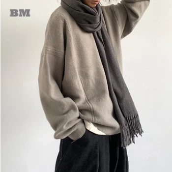 Корейский винтажный Свободный трикотаж для мужчин и женщин, уличная одежда, Свитера, Модные пуловеры в стиле хип-хоп, высококачественное повседневное пальто в стиле харадзюку, мужская одежда