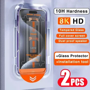 2ШТ 8K Олеофобное Покрытие Беспыльная Установка Защитная Пленка Для Экрана Конфиденциальности Для iPhone 15 14 13 12 11 Pro Max Mini XS MAX X Glass