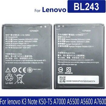 Аккумулятор для Lenovo K3 Note, K50-T5, A7000, A5500, A5600, A7600-M, 2900 мА/Ч, Номер для отслеживания, Батарея BL243