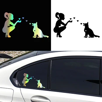Немецкая овчарка LYKX, Леди любит собаку, Виниловая наклейка, Автомобильная наклейка, Водонепроницаемые автомобильные декорации на бампер кузова, заднее стекло